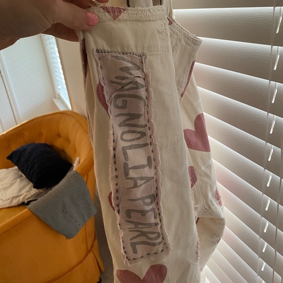 Magnolia Pearl Love Appliqué overalls. Like new worn once! OS - Picture 5 of 7